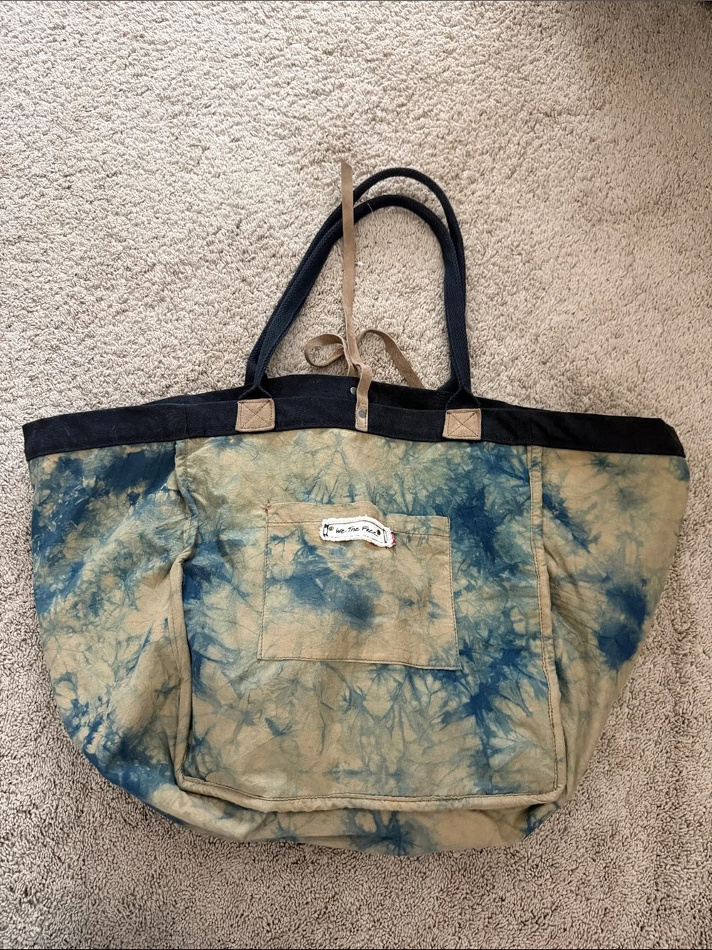 We The Free Canvas Weekender Tote Bag in Black with Tan Accents